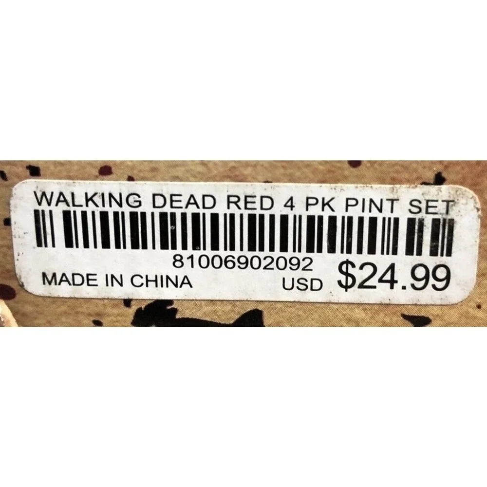 New The Walking Dead Pint‎ Glass Set 4pc 16 oz AMC 2013 Original Box